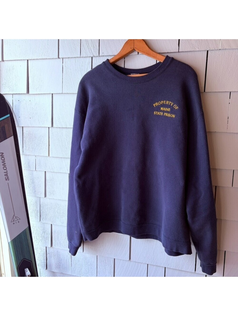 Y2K Maine State Prison Crewneck XL Navy Embroidered Workwear